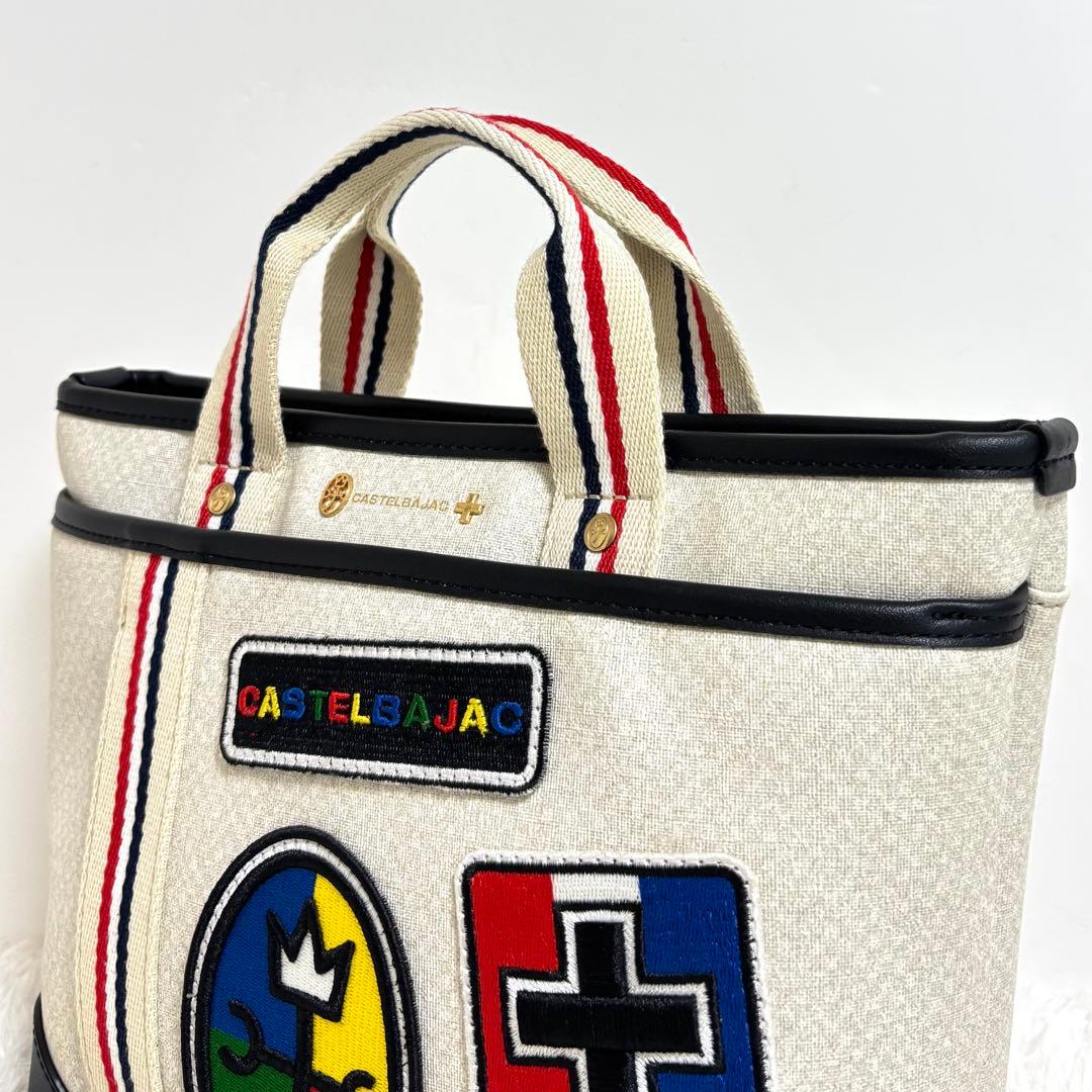 【極美品】 カステルバジャック アプリ トートバッグ　ハンドバッグ ワッペン