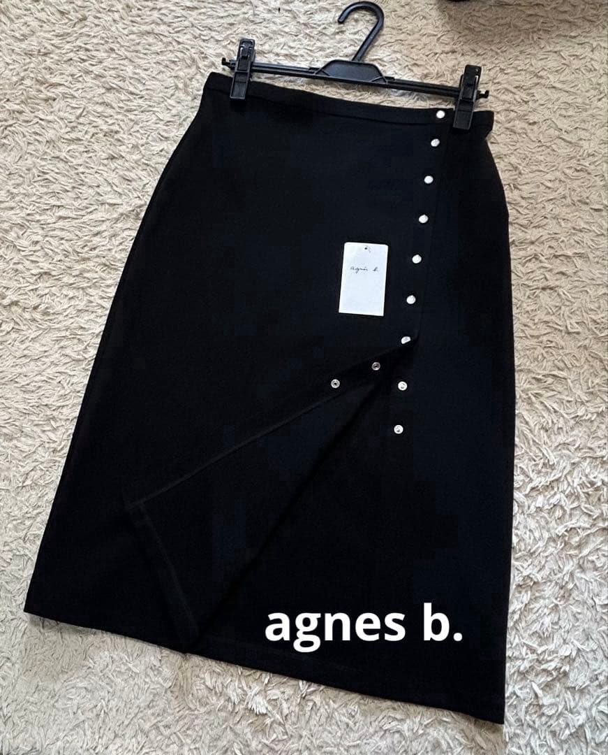 【新品】アニエスベー 黒 膝丈スカート M サイズ2 ⭐︎定価約４万 ⭐︎人気