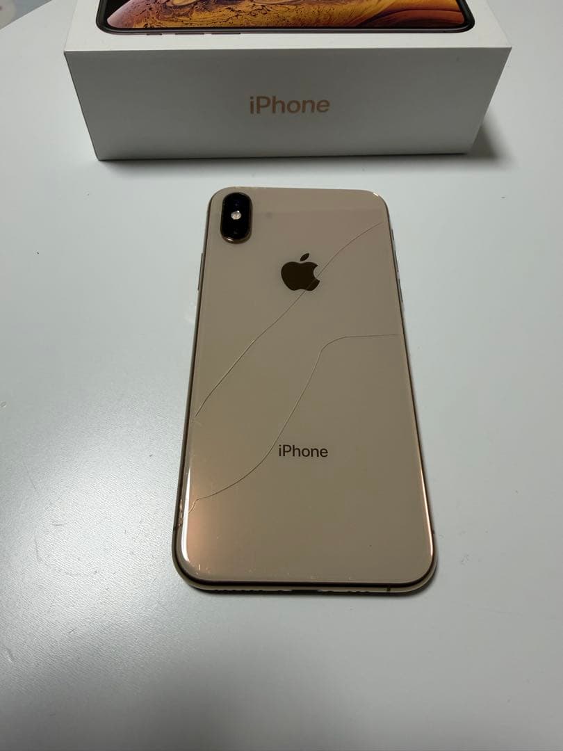 【ジャンク】iPhone XS 256GB ゴールド 背面ガラス割れ 動作OK
