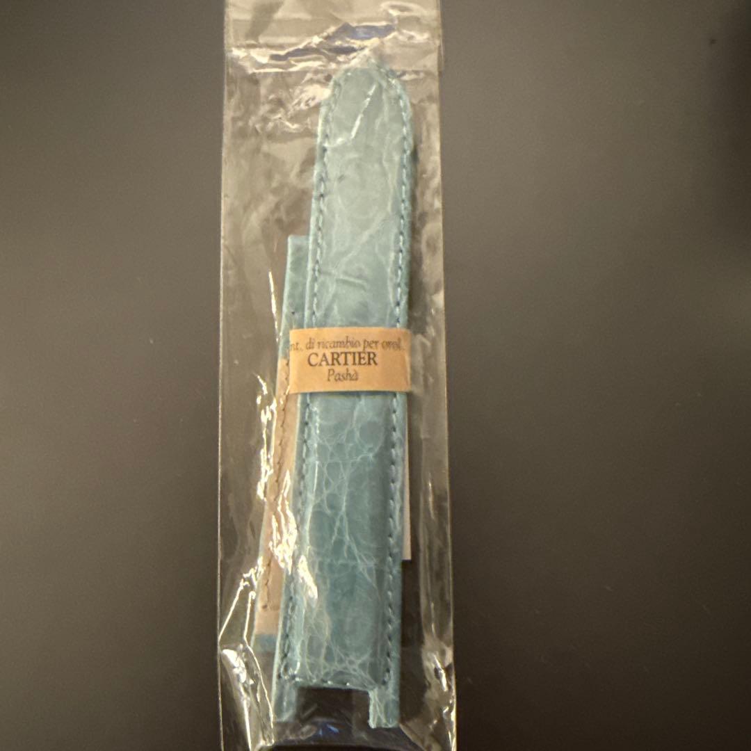 Cartier Pasha用　モレラートレザーベルト 水色 20mm パシャ用