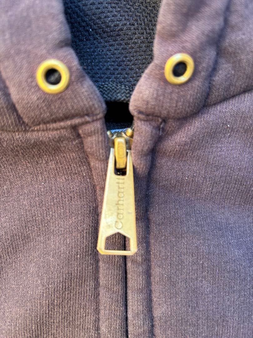 90s usa製裏地サーマルCarhartt ダークブラウン フルジップフーディ