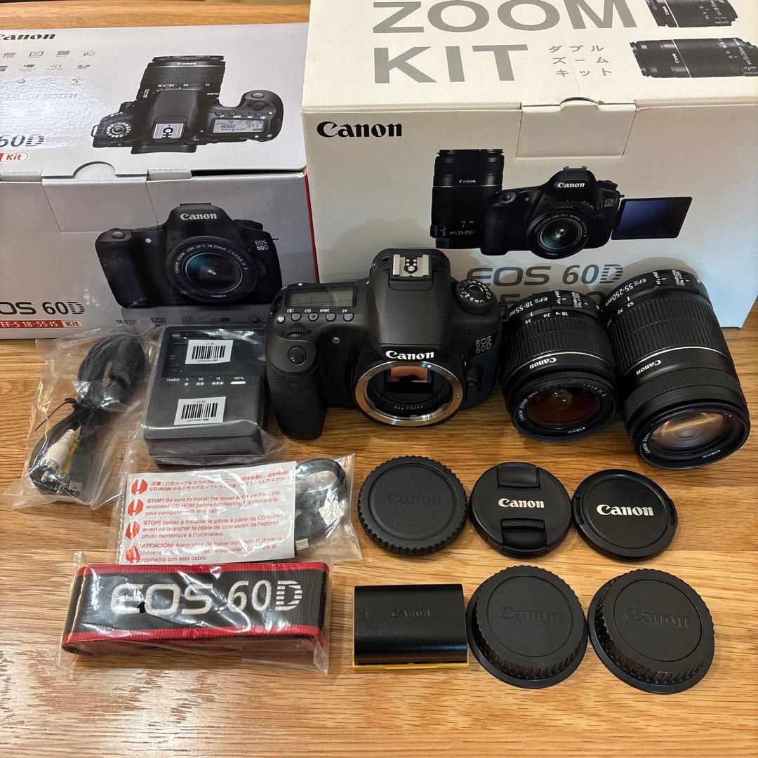 【超美品・箱付】Canon EOS 60D Wズームレンズ キット ベタつき無