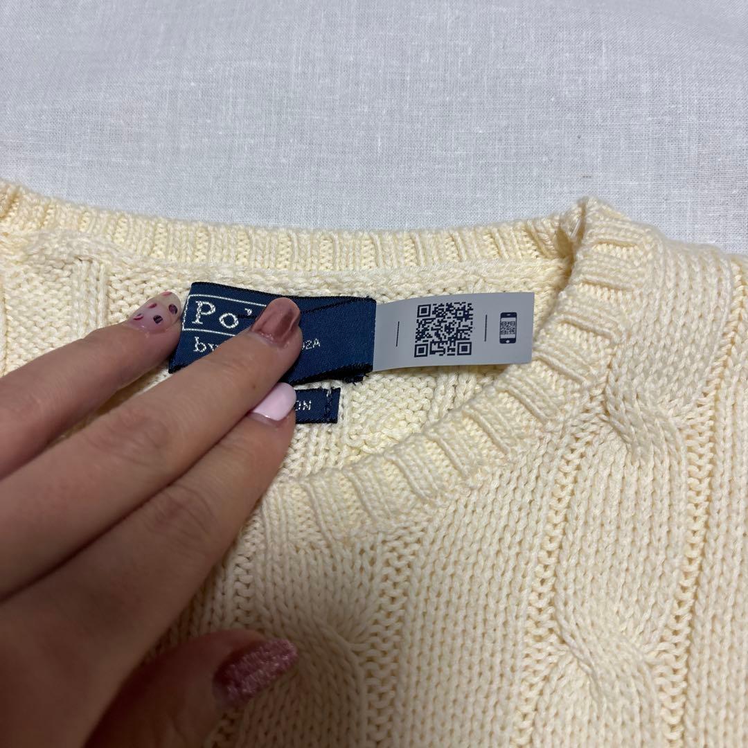 【新品未使用】ラルフローレン ケーブルニットコットンクルーネックセーター　白