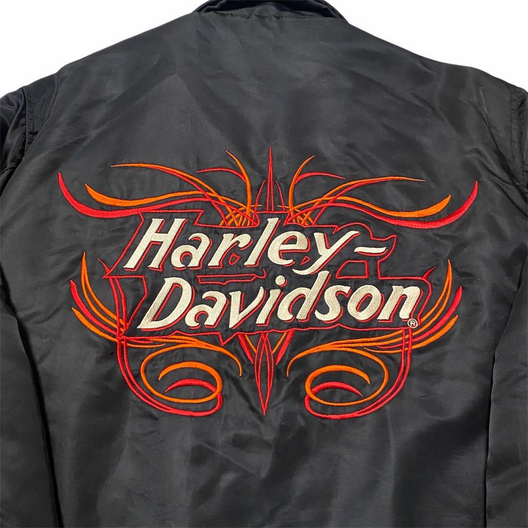 90s HARLEY DAVIDSON 刺繍 フレイム ナイロン ジャケット
