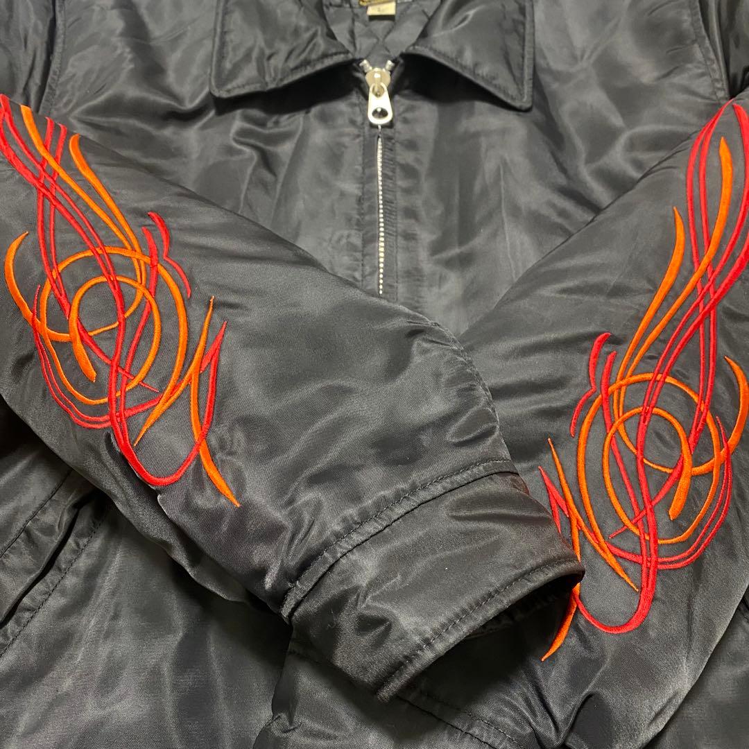 90s HARLEY DAVIDSON 刺繍 フレイム ナイロン ジャケット