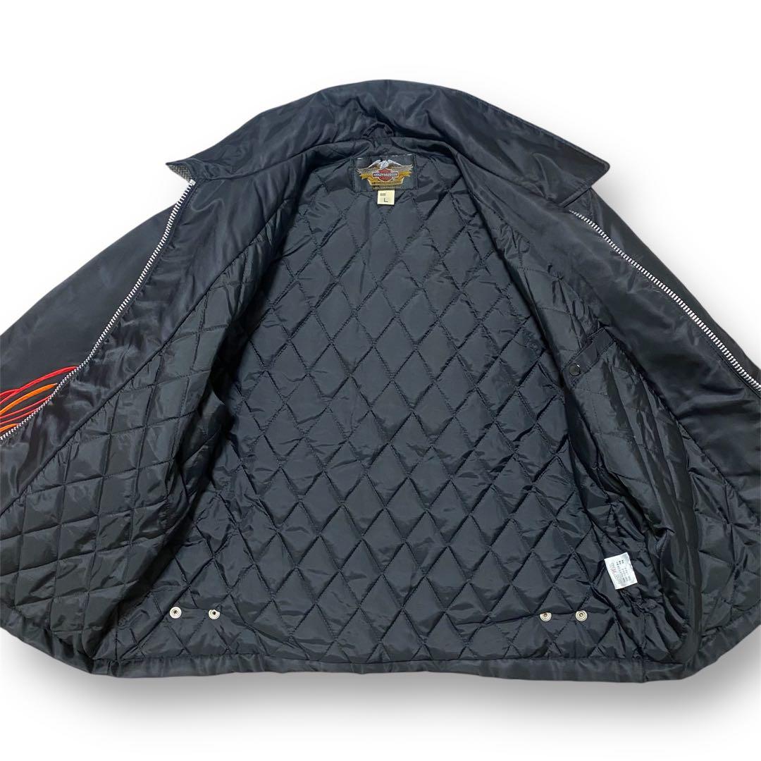 90s HARLEY DAVIDSON 刺繍 フレイム ナイロン ジャケット