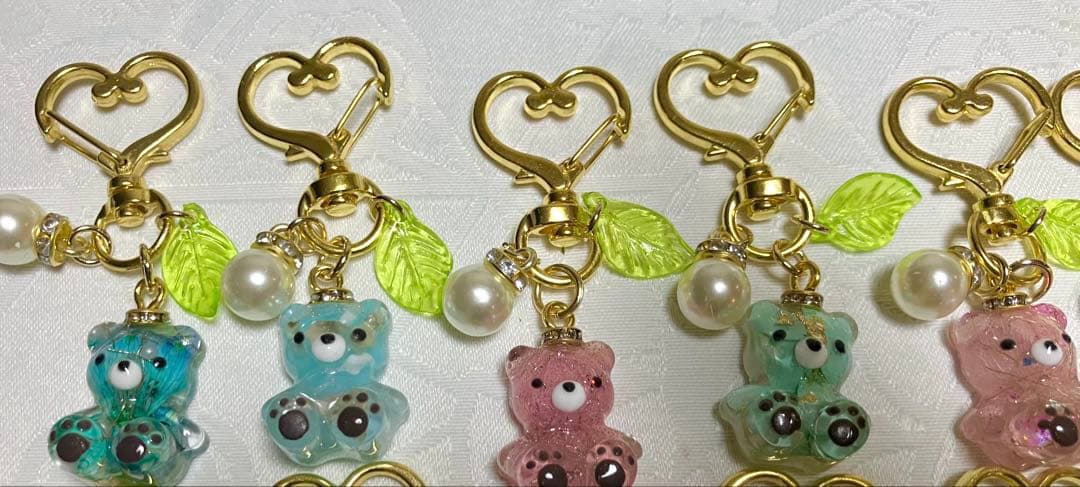 お花のクマちゃんキーホルダー♪