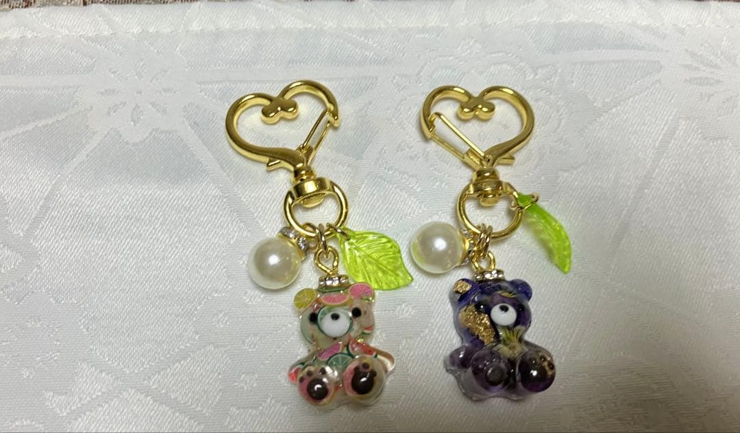 お花のクマちゃんキーホルダー♪