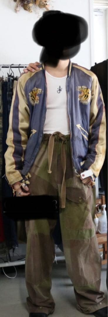 40s vintage スカジャン 虎　スーベニアジャケット　青