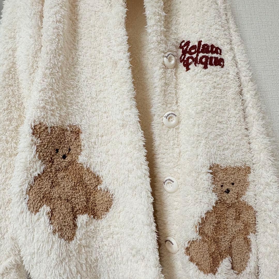 ジェラピケ　ジェラートスノーベアジャガードショールカーディガン