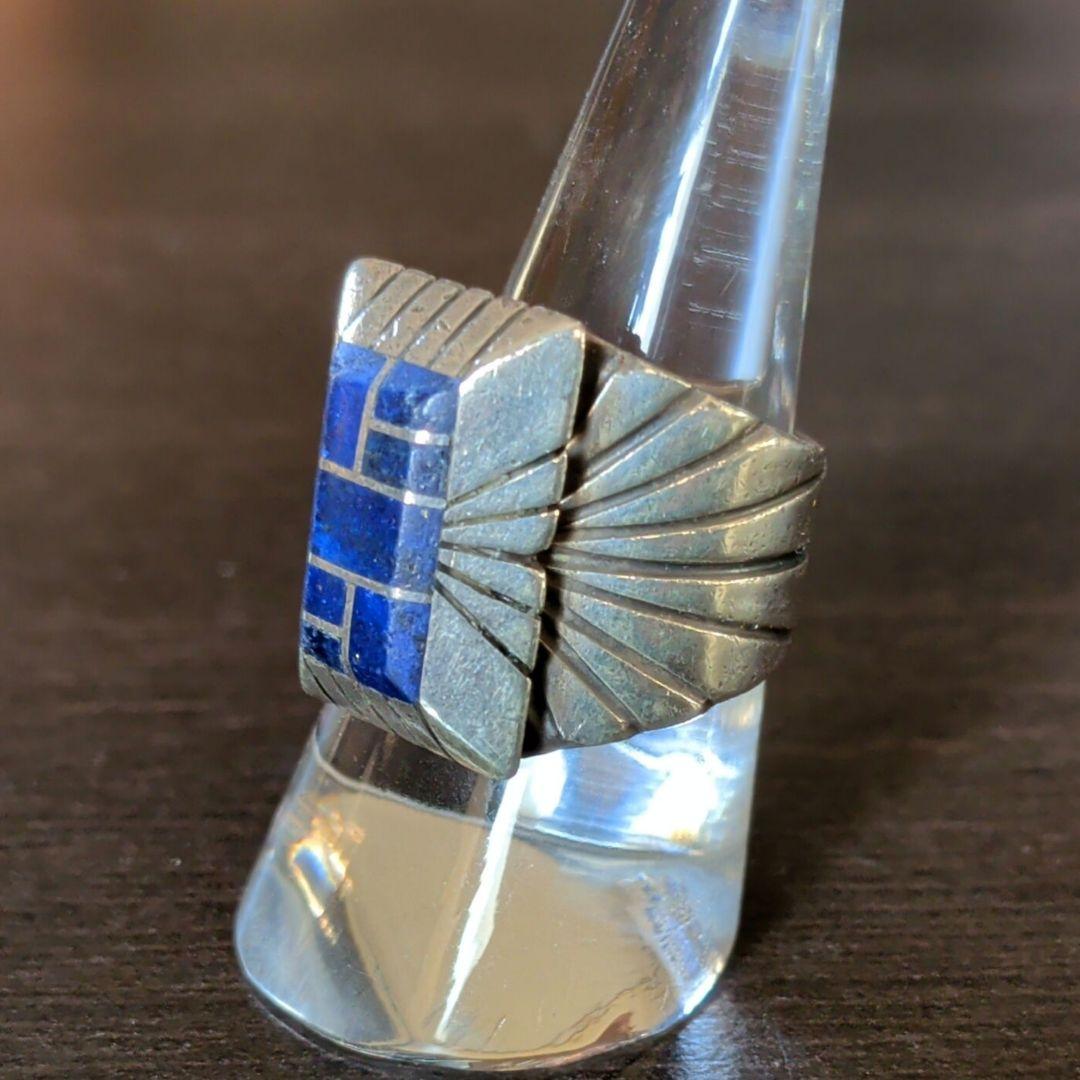 ナバホ　インディアンジュエリー　シルバー925インレイリング　チェスターベナリー