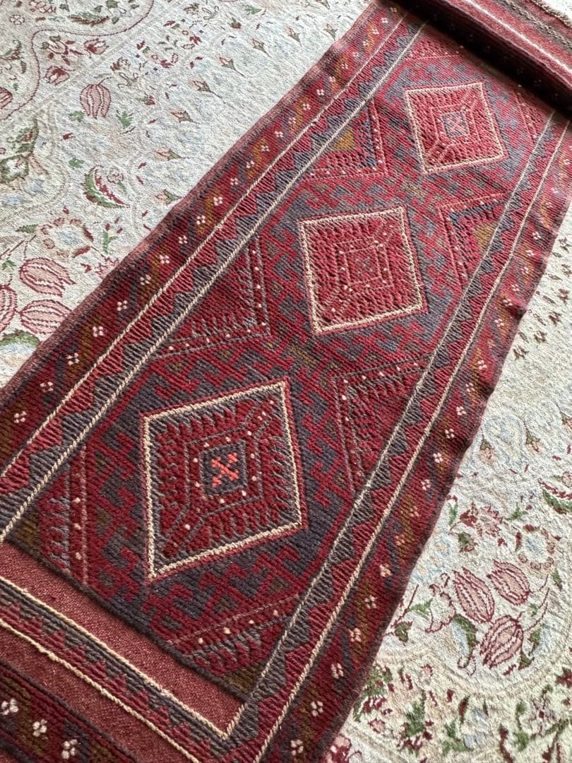 ペルシャ タフタン手作りラグ ランナー 56cm X 240cm