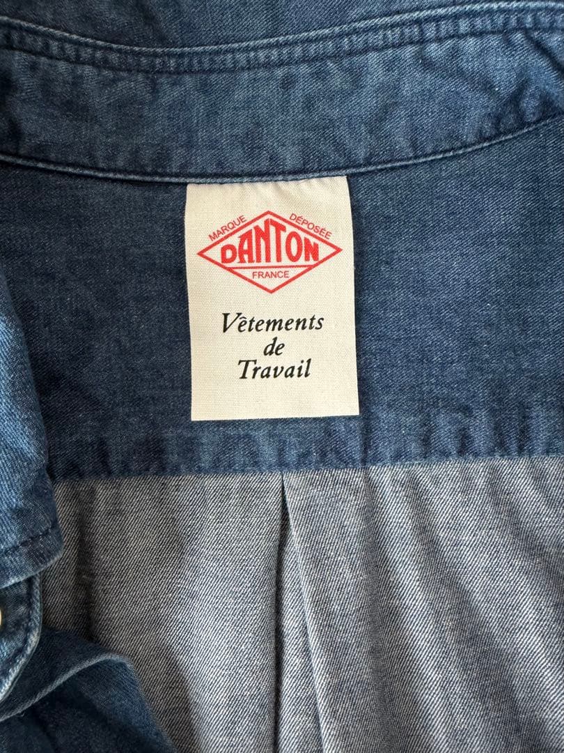 DANTON ダントン　ボタンダウン　 デニムシャツ　ダンガリーシャツ　極美品