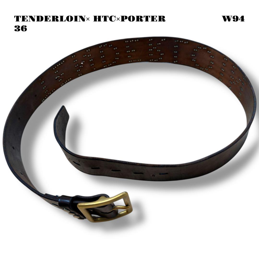 希少品！ TENDERLOIN HTC PORTER スタッズ ベルト 黒 36