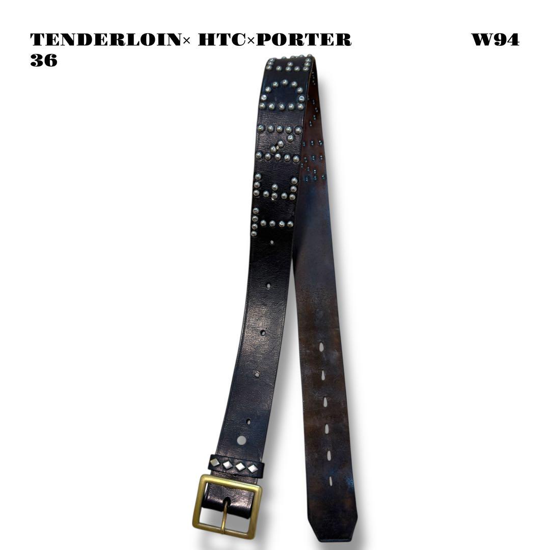 希少品！ TENDERLOIN HTC PORTER スタッズ ベルト 黒 36