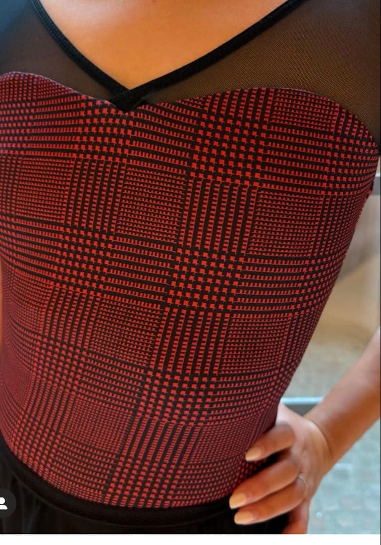 バレエ　スティナ　stina レオタード　赤黒チェック　S