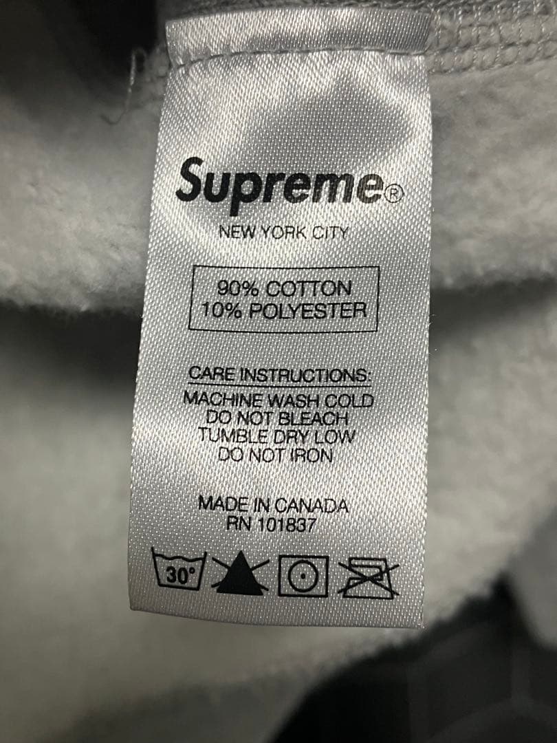 supreme パーカー Sロゴ　グレー
