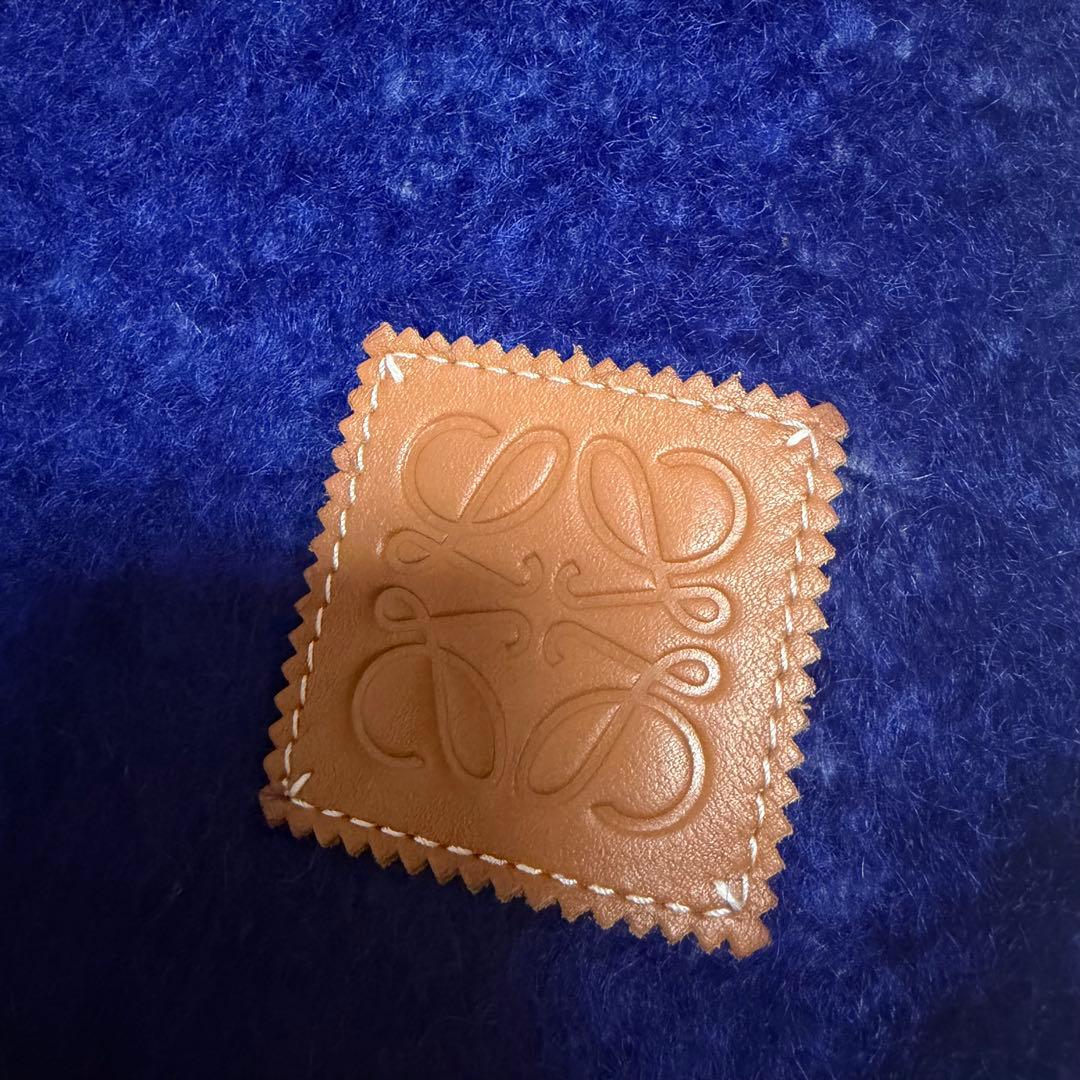 【超美品】LOEWE ロエベ マフラー モヘア ロゴ ボーダー グレー ホワイト