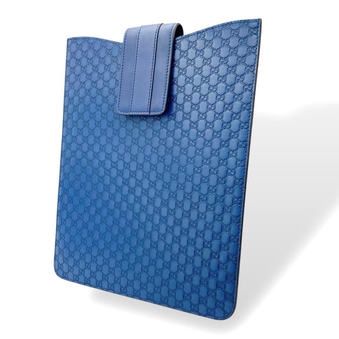 未使用✨GUCCI グッチ　タブレットケース　マイクロGG ブルー　オールレザー