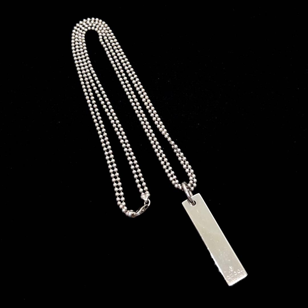 GUCCI グッチ ネックレス プレート ダブルボールチェーン ロゴ 925