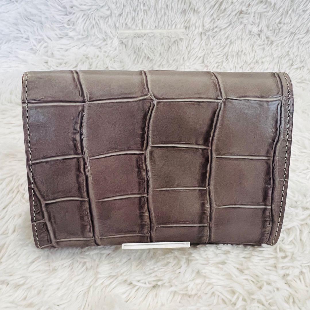 【希少】IL BISONTE クロコ型押し　二つ折財布　本革　バイソン刻印　高級