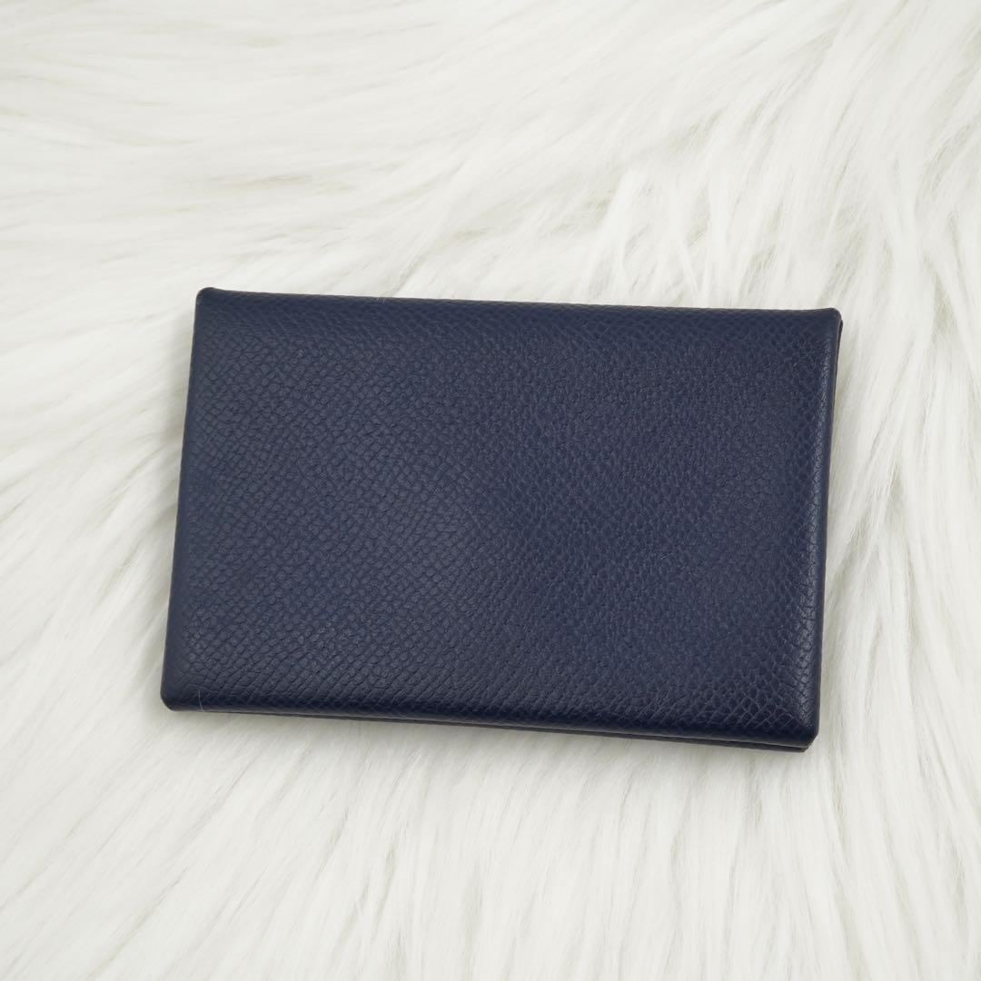 極美品　HERMES エルメス　小銭入れ　ケース　レザー　ネイビー　希少