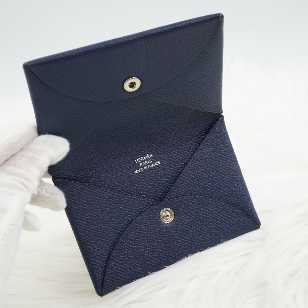 極美品　HERMES エルメス　小銭入れ　ケース　レザー　ネイビー　希少