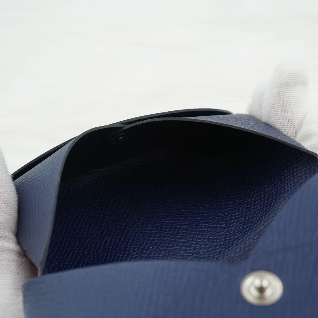 極美品　HERMES エルメス　小銭入れ　ケース　レザー　ネイビー　希少