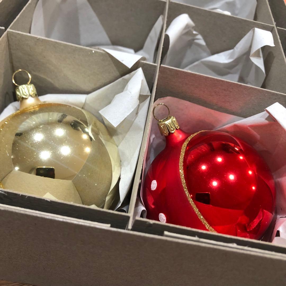 ドイツ　リフレクターオーナメント　8cm レッド　ゴールド　7cmシルバー　3個