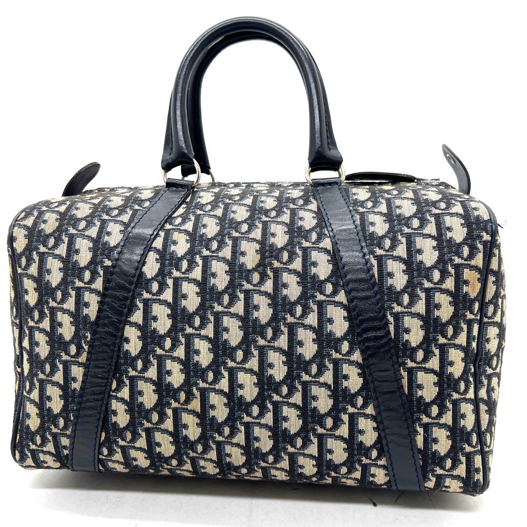 【美品】Dior ミニボストンバッグ トロッター キャンバス レザー