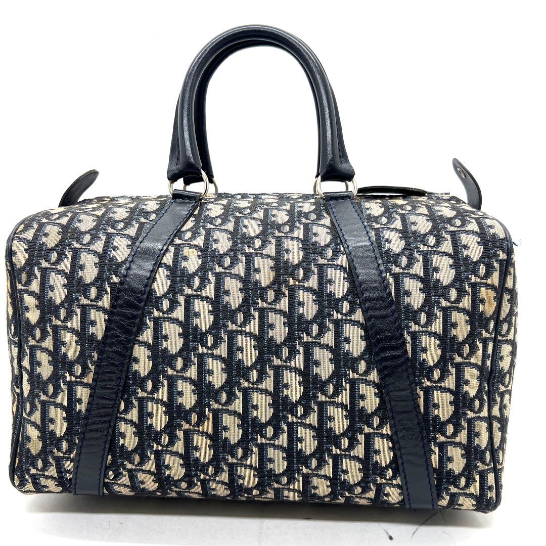 【美品】Dior ミニボストンバッグ トロッター キャンバス レザー
