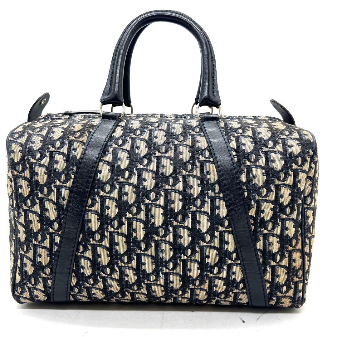 【美品】Dior ミニボストンバッグ トロッター キャンバス レザー
