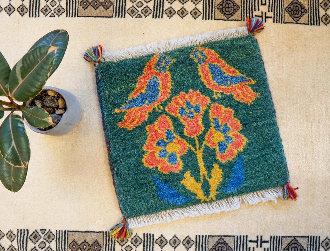 40×40cm ペルシャ絨毯 手織り ギャッベ アマレ族 ギャベ