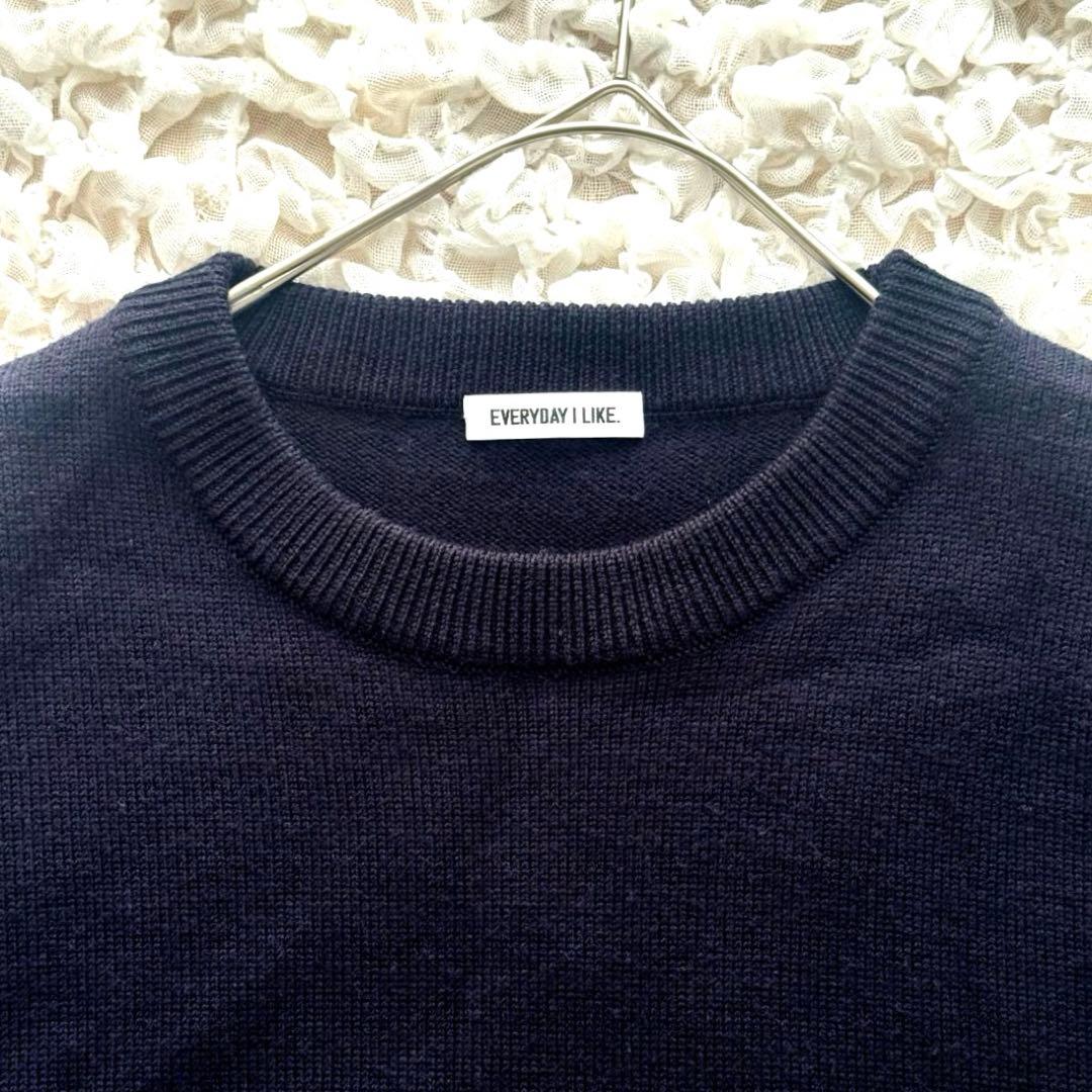 ドゥーズィエムクラス EVERYDAY I LIKE クルーネックニット 紺