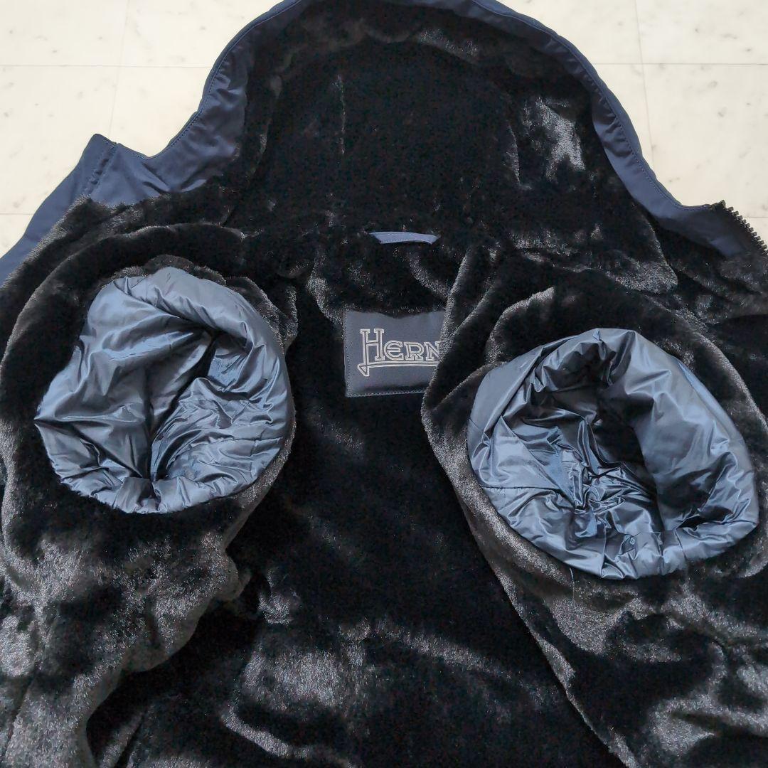 新品 2023AW HERNO ウォーターリペレントフェイクファー中綿ブルゾン