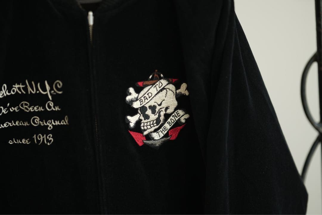 Schott リバーシブル ベロア スカジャン スカル 刺繍 ジャケット