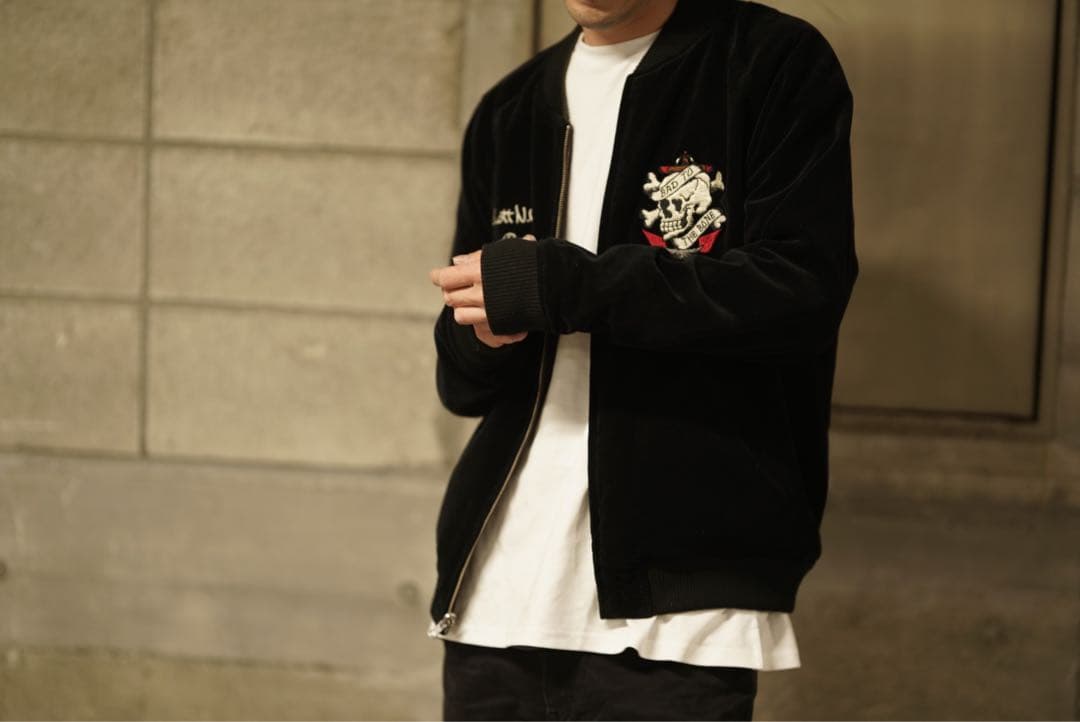 Schott リバーシブル ベロア スカジャン スカル 刺繍 ジャケット