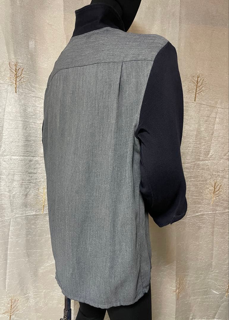 50's Richardsヘチマ襟ネイビー×グレー切替シャツ