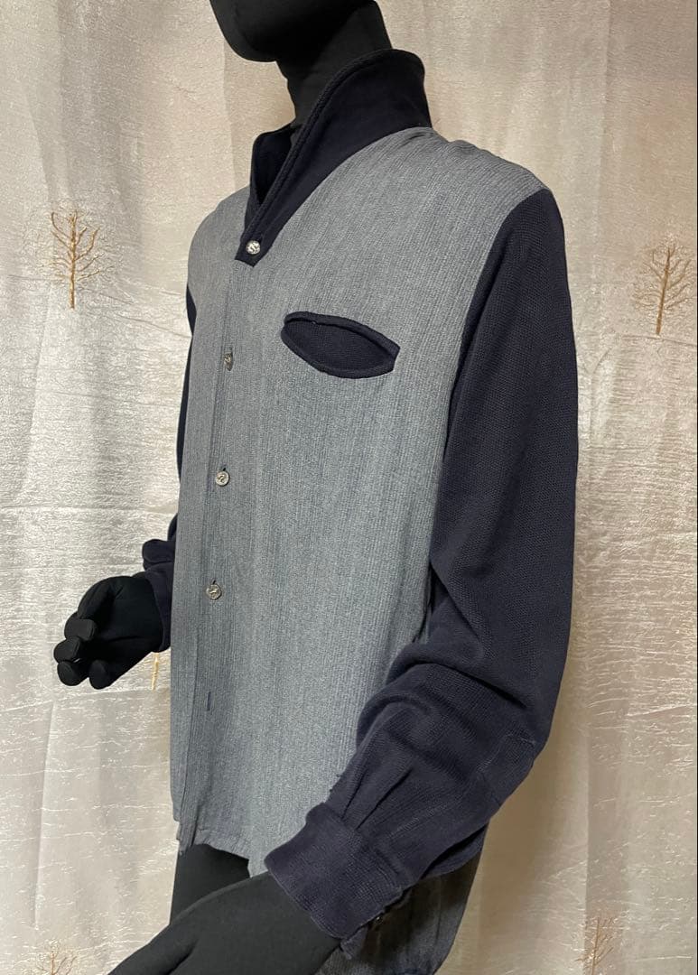 50's Richardsヘチマ襟ネイビー×グレー切替シャツ