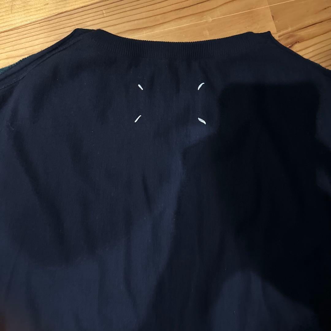 美品メゾンマルジェラ20AWバイカラーニット　グリーン✖️ブラック