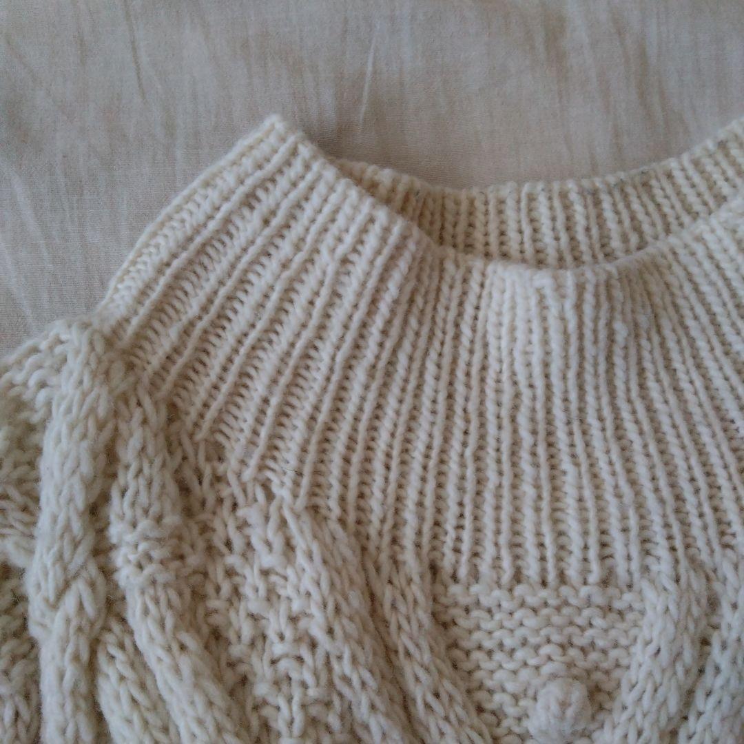 かぐれ 柄編みタートルネックプルオーバー アイボリー ケーブルニット セーター