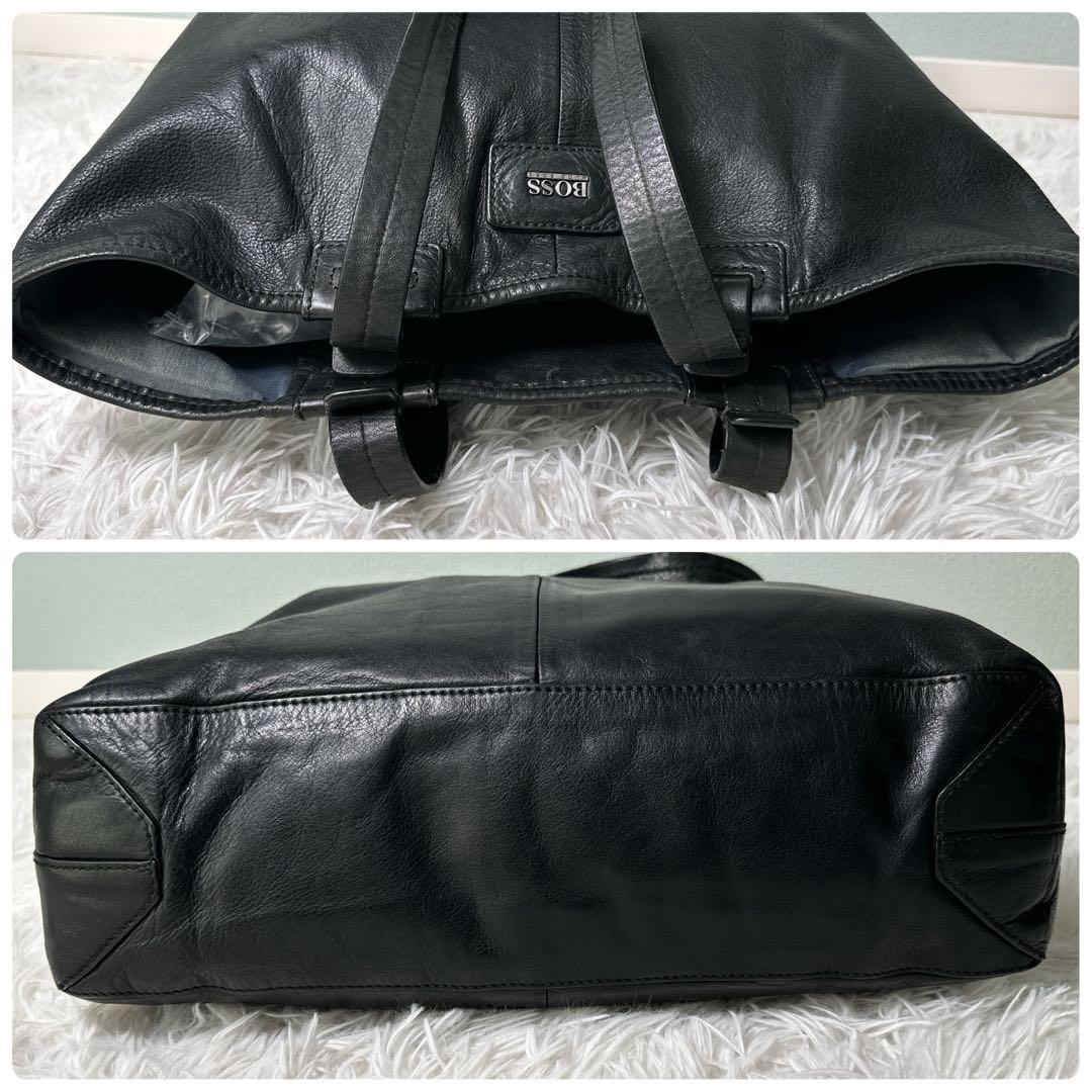 HUGO BOSS トートバッグ レザー 大容量 ビジネスバッグ 肩掛け ロゴ