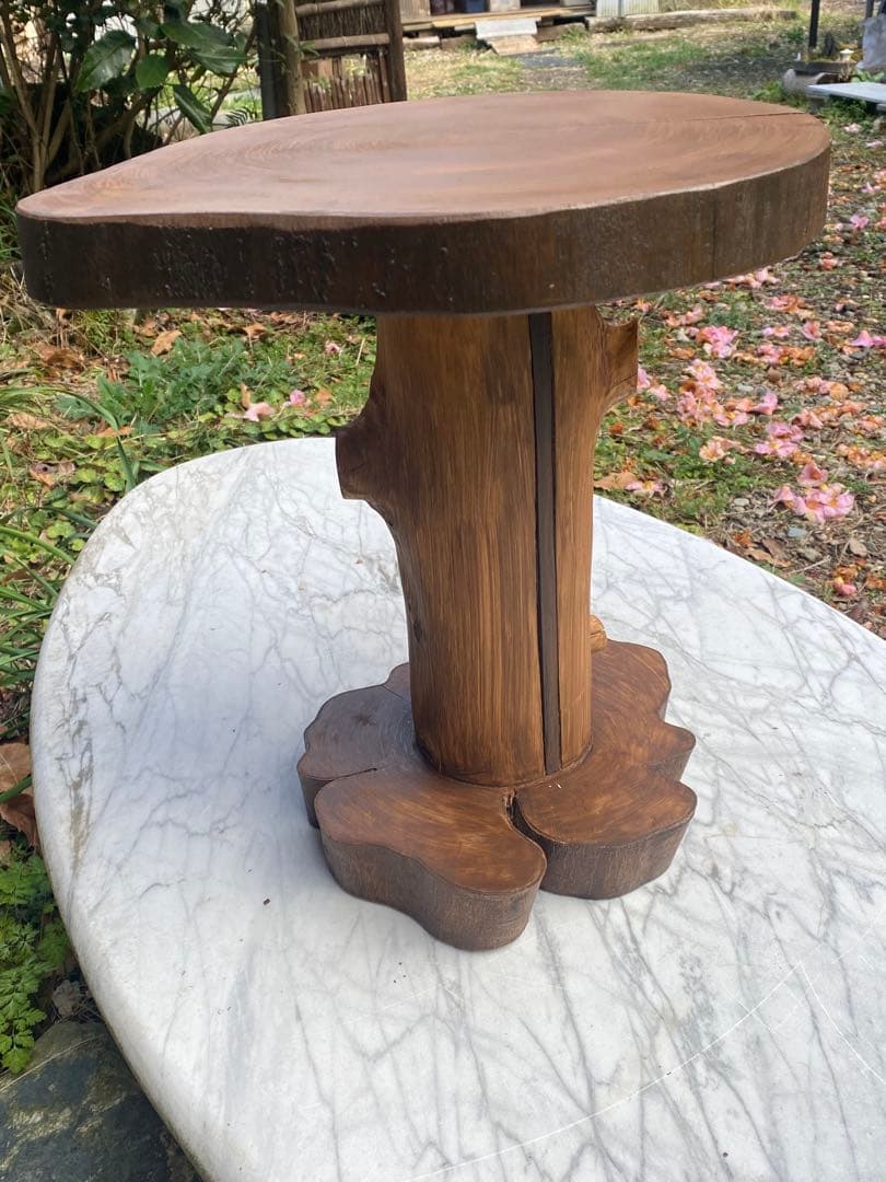 木製 自然形状 テーブル 観葉植物スタンド スツール