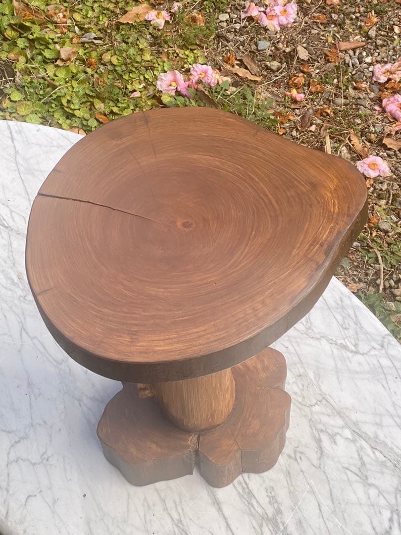 木製 自然形状 テーブル 観葉植物スタンド スツール