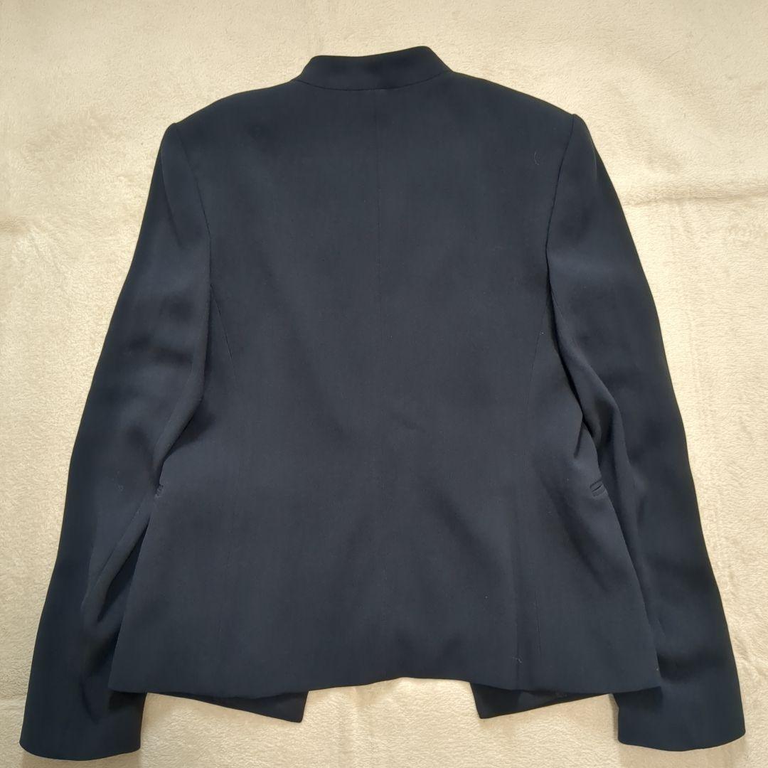 美品 セオリーリュクス パンツスーツセットアップ ノーカラー ネイビー