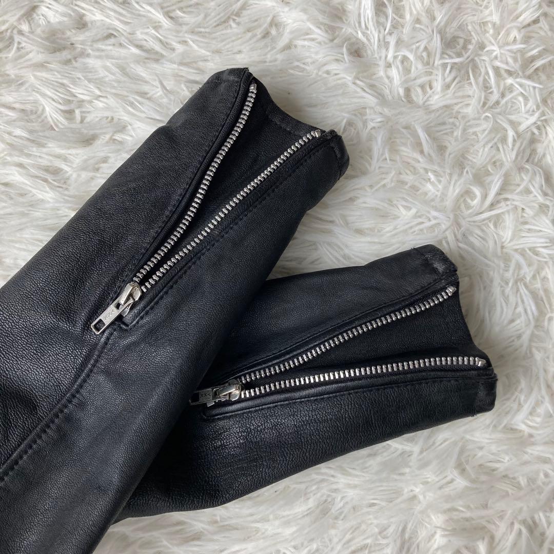 【美品】 ユナイテッドアローズ レザーシングルライダース 山羊革 レディース M