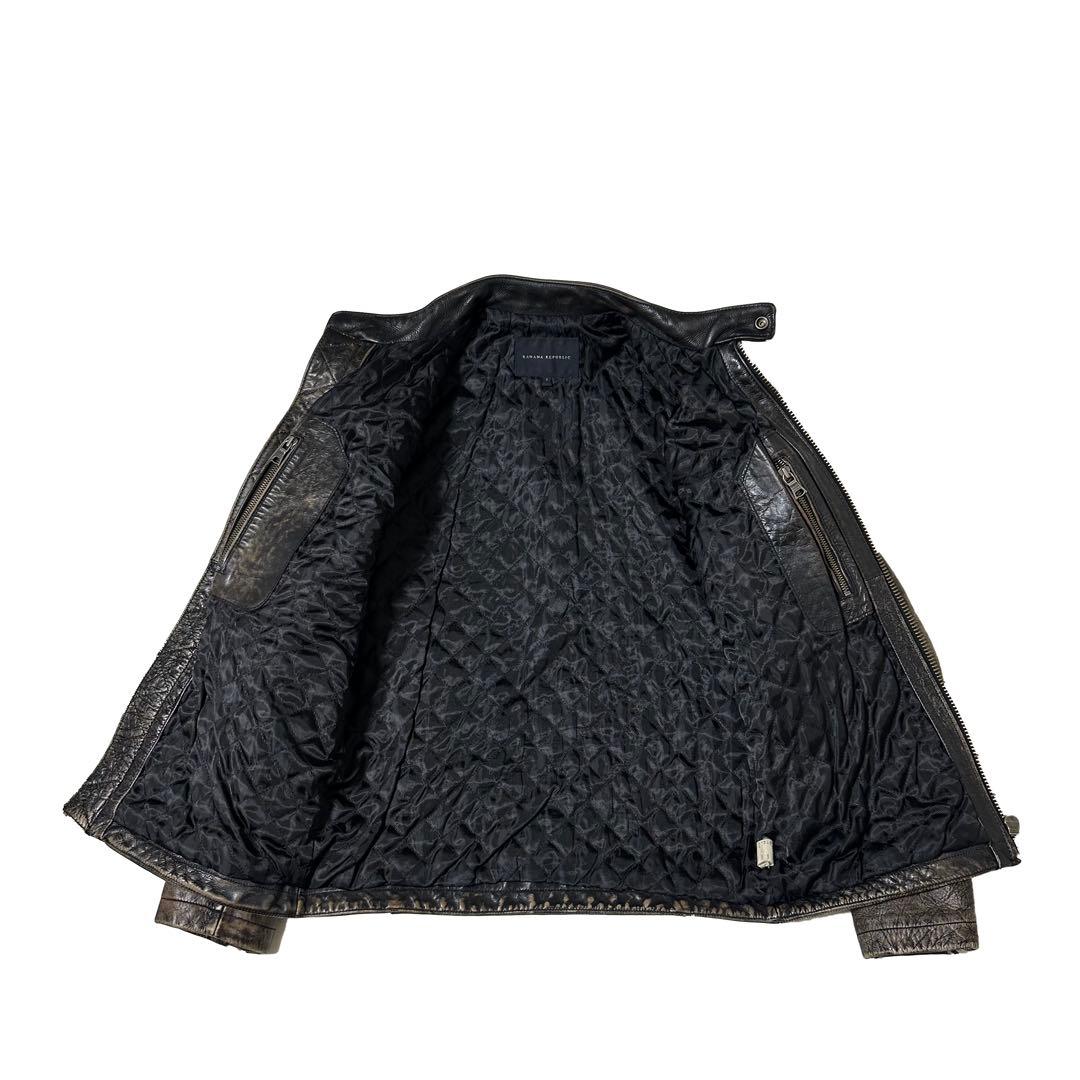 00s BANANA REPUBLIC 加工牛革 シングルライダース 雰囲気抜群