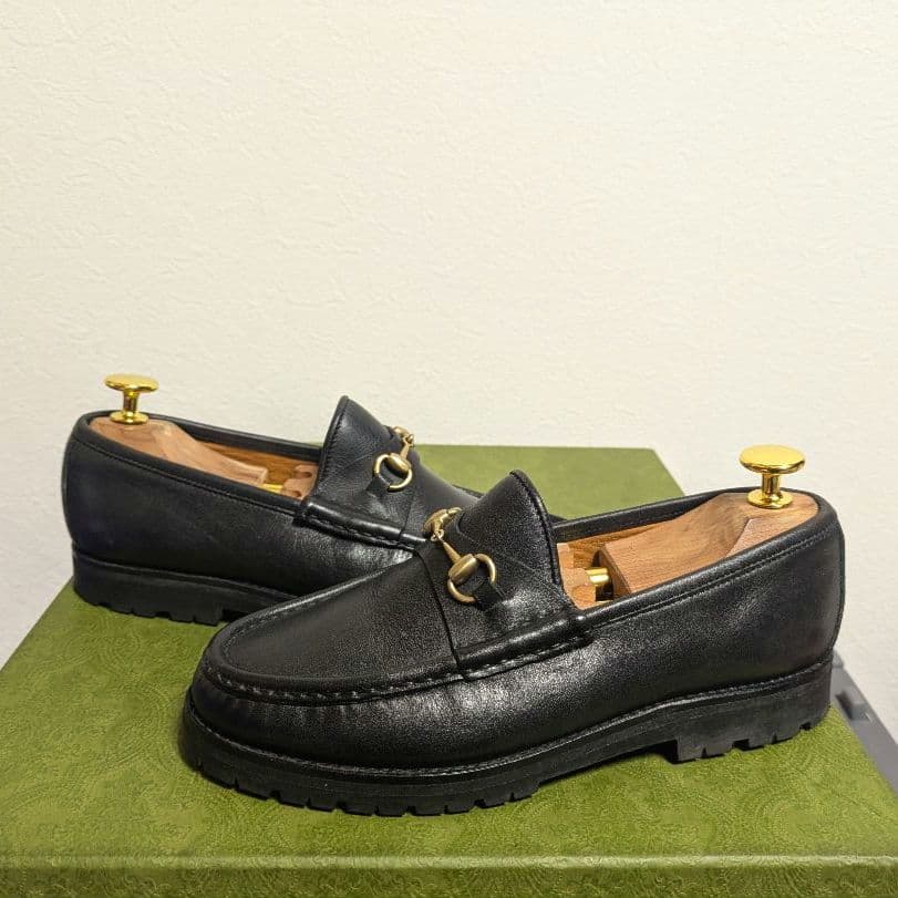 グラP様GUCCI　ヴィンテージ　ホースビットローファー　ラグソール　黒　35C