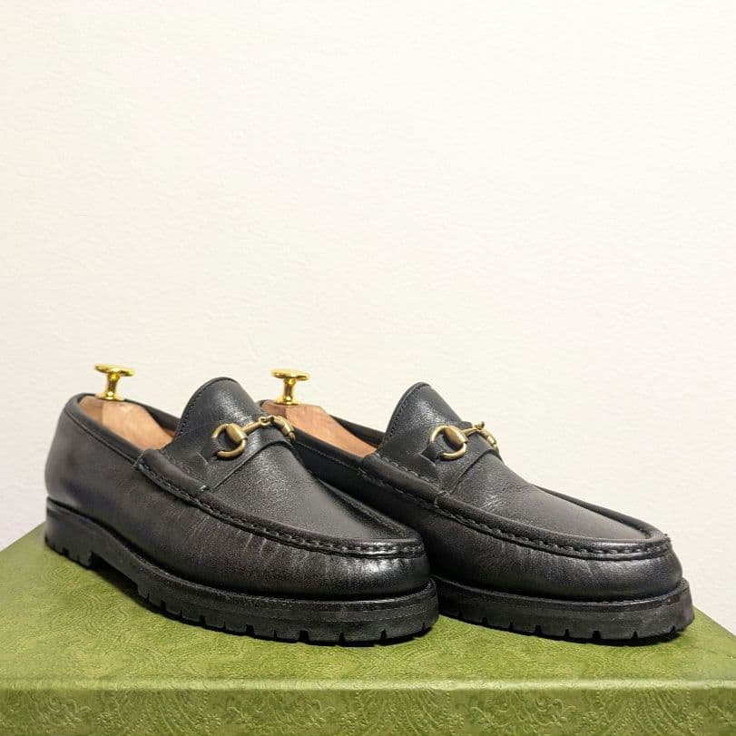 グラP様GUCCI　ヴィンテージ　ホースビットローファー　ラグソール　黒　35C
