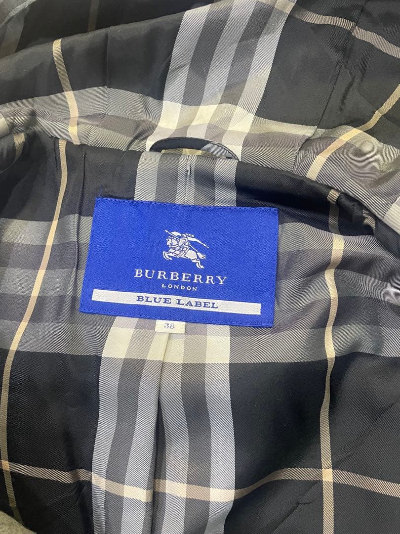 バーバリーブルーレーベル　ダッフルコート グレー　アンゴラ素材　サイズ38